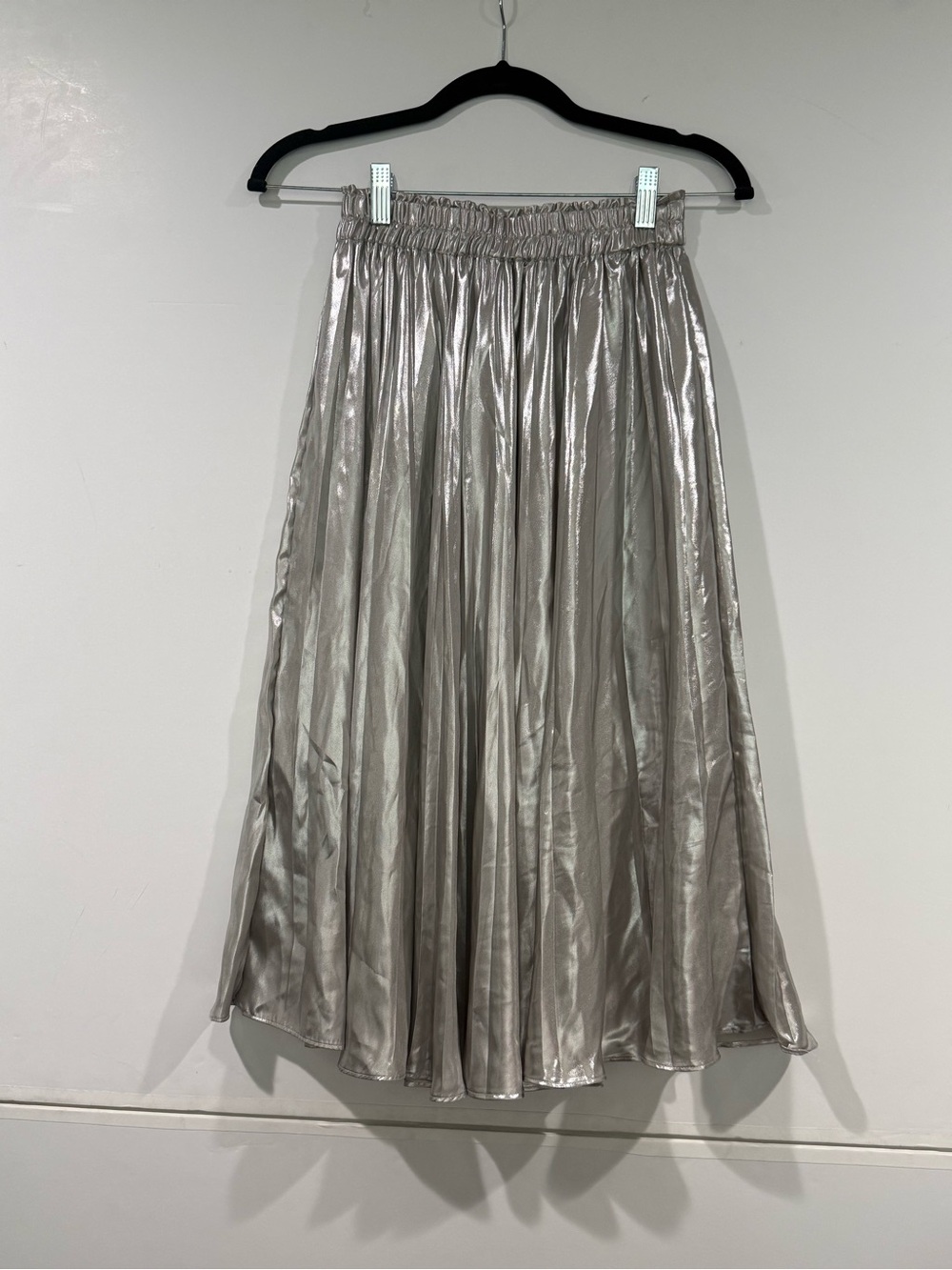 H&M Silver Pleated Midi Skirt